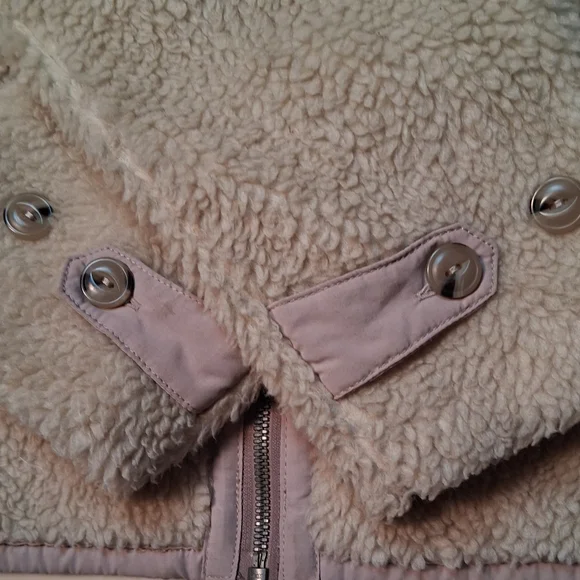 Patagonia Womens Divided Sky Sherpa Fleece Jacket Full Zip Pockets Ivory Size M - Picture 4 of 11